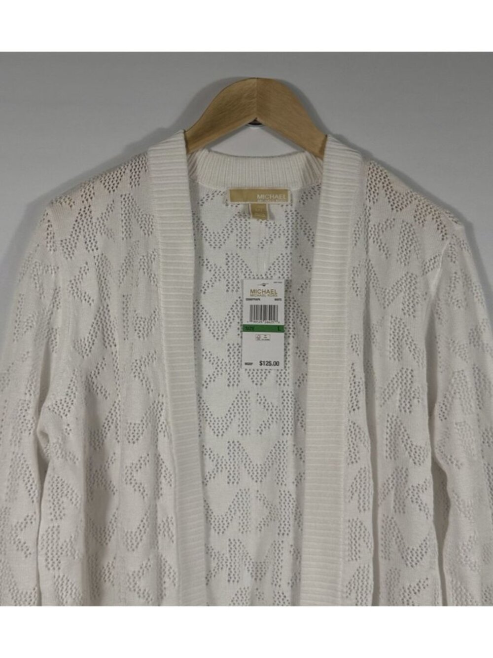 NEW Michael Kors Women's L Logo Open Front Cardigan NWT $125 - Picture 3 of 3